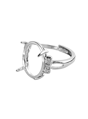 戒指空托铜镶嵌椭圆开口设计戒托