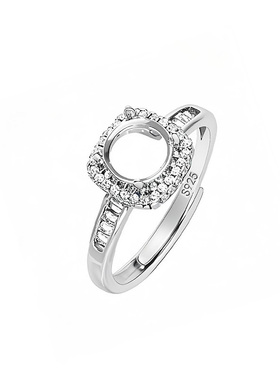 新S925纯银戒指空托绿松石翡翠戒