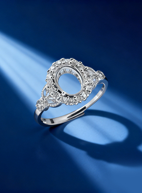 戒指空托铜镶嵌红蓝宝石水晶戒托