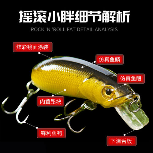 CC50CC60改装绑制单钩路亚军鱼仿生假饵摇滚小胖子悬浮米诺路亚饵 - 图1