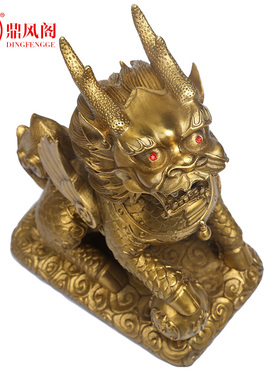 纯铜麒麟摆件客厅招财摆件