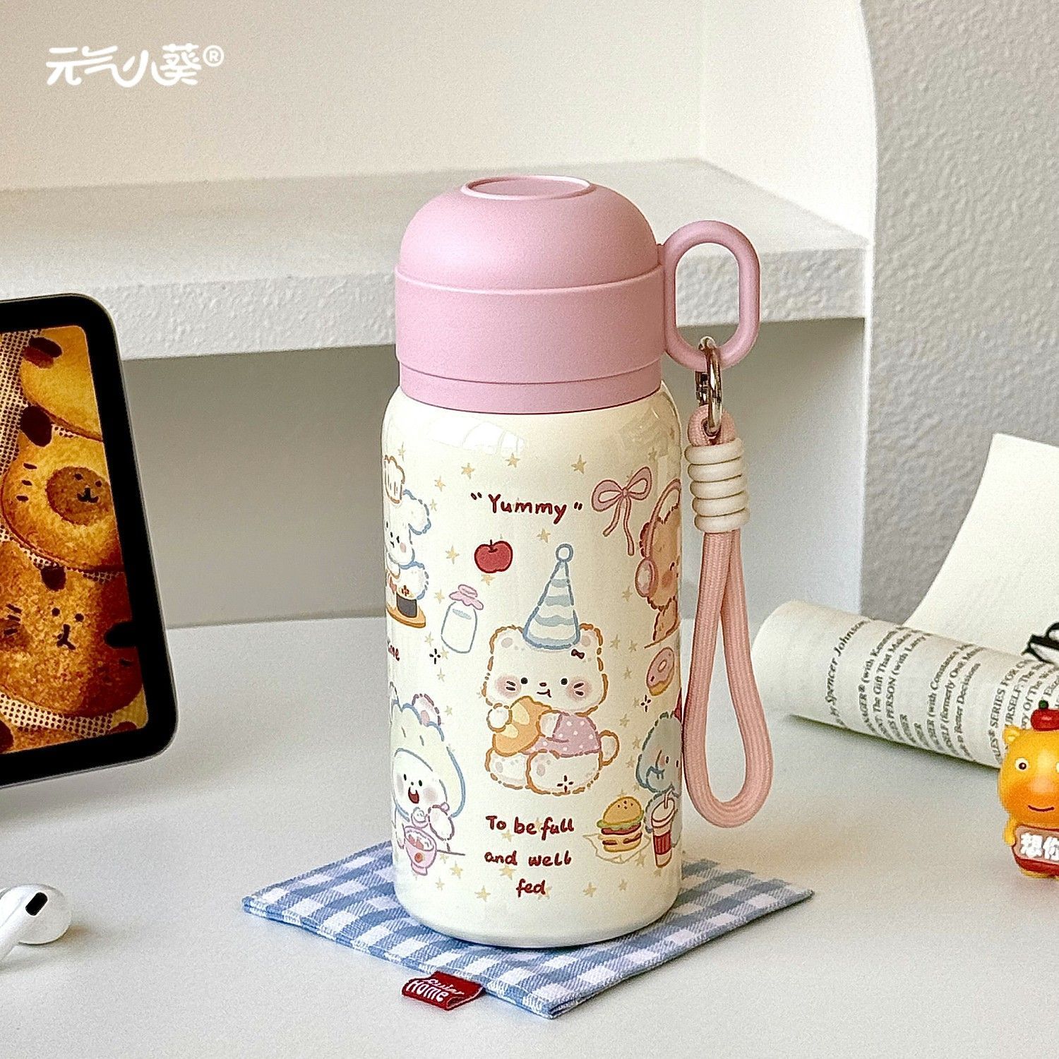 可爱水杯保温杯女生高颜值便携新款2025杯子学生上学专用三饮小猫 - 图2