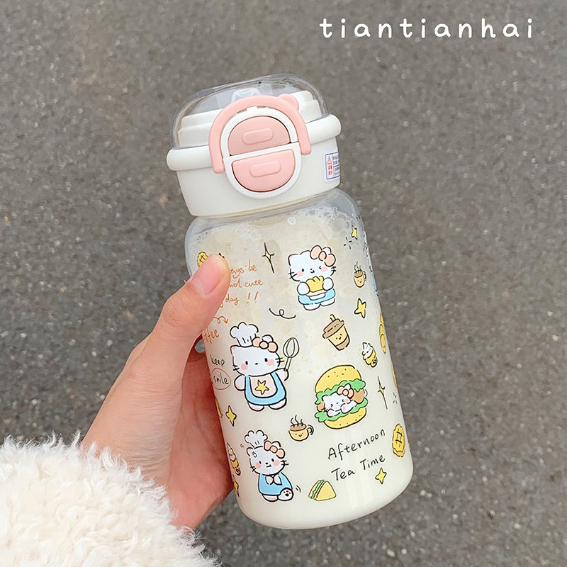 kt猫水杯学生上学专用耐高温塑料可爱吸管杯子女生高颜值防摔便携 - 图3