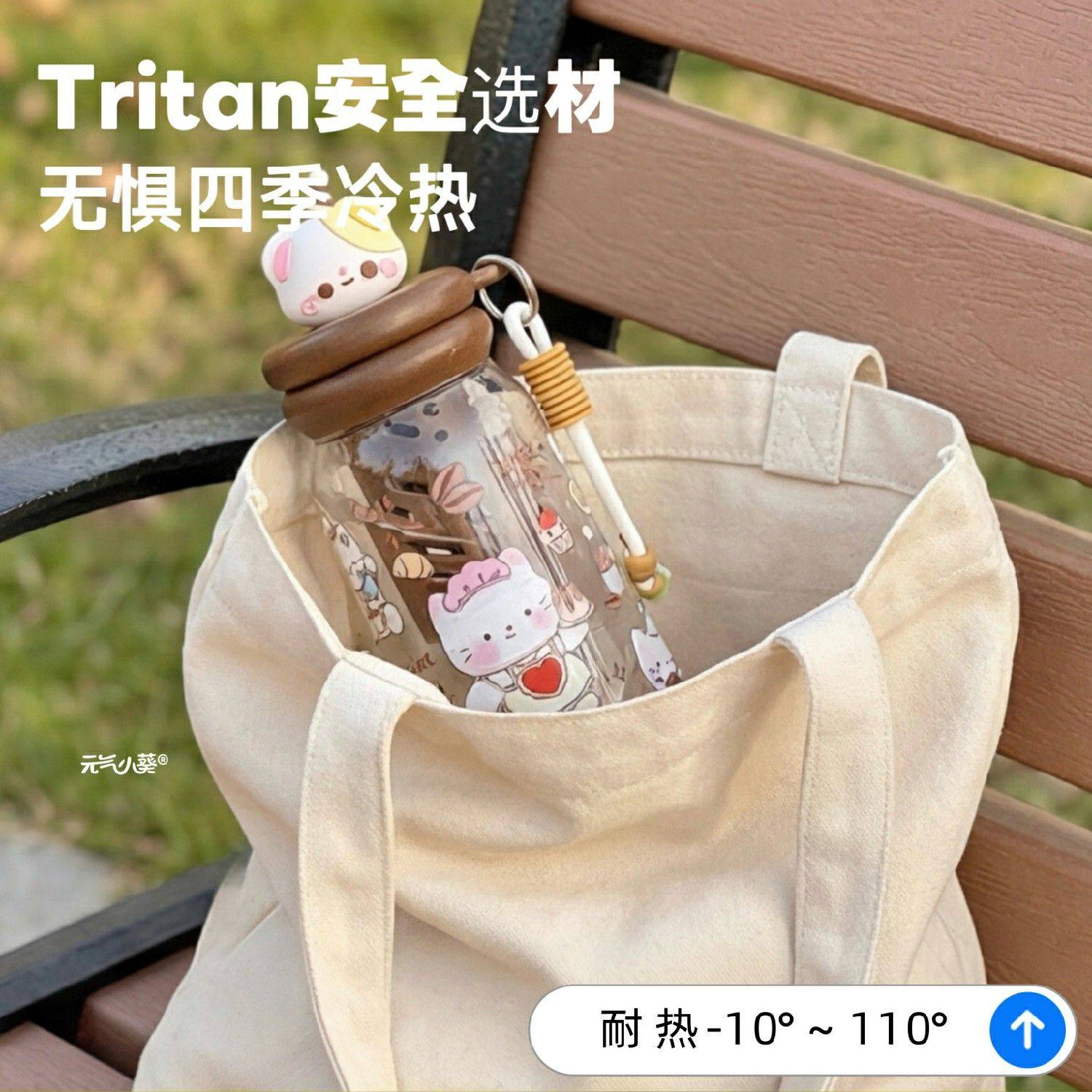 Tritan吸管杯女生高颜值大容量卡通可爱kt猫塑料杯茶水分离水杯,淘宝优惠券,粉丝福利购,淘宝优惠卷