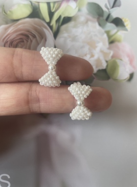 奶呼呼的蝴蝶结戒指 串珠成品送礼佳品