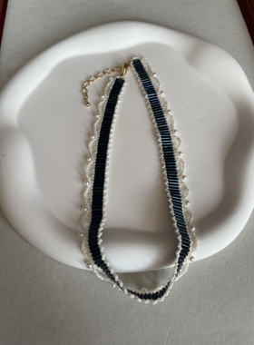 进口米珠深蓝色颈链串珠成品闺蜜礼物送礼佳品