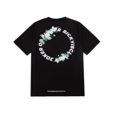 RickyiSclownry Clown White Ink поворачивается к индо -Mountain Camellia Circle Short -Sleeed T -For
