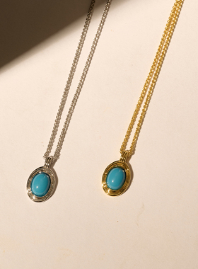 小众复古蓝绿松石项链女