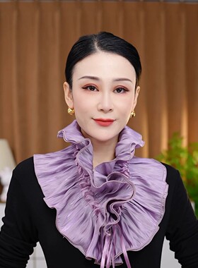 秋冬新款蝴蝶结系带丝巾百搭保暖装饰护颈围巾旅游拍照假领子外搭