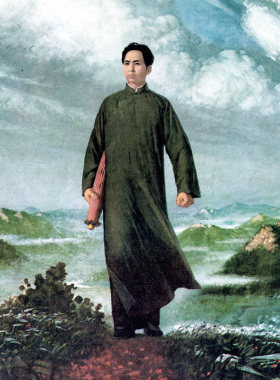 毛主席去安源中国经典油画带框主席青年画像书房会客厅卧室装饰画