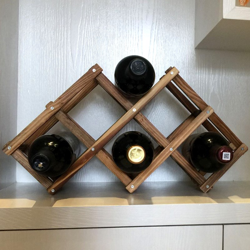 Wooden Wine Rack Household Folding Winebottle Storage Shelf