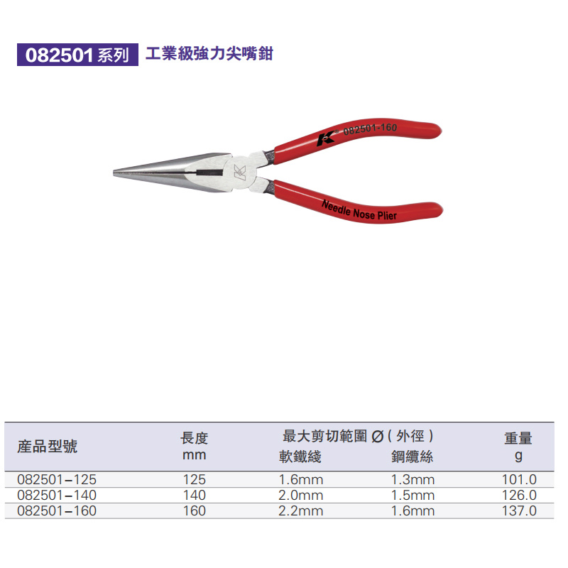 K牌尖嘴钳 6寸多功能强力电工钳尖口小钳子