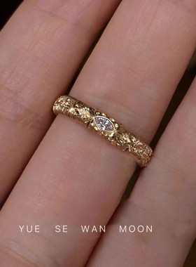 J15戒指伊甸园夜晚vintager中古枝叶缠绕调金闪钻戒指万缕藤蔓