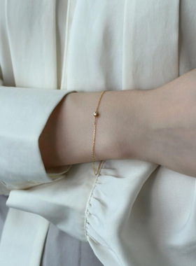 S27巨巨巨闪单钻手链铜镀14k金一颗钻手链超甜美心机配饰手饰