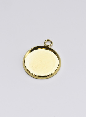 雅缤情侣黄铜亮银吊坠空托