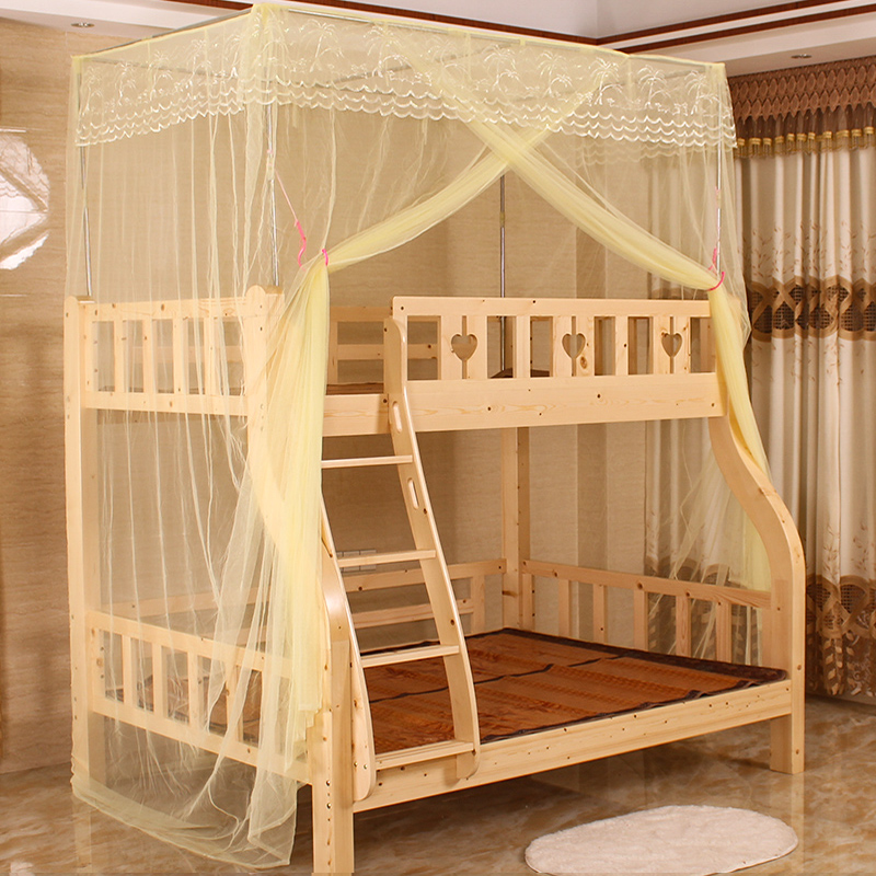 子母床蚊帐上下铺1米1.2米1.5m床儿童双层床高低铺上下床公主纹账 - 图2