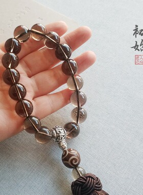 天然茶水晶菩提子手串自动挡车内