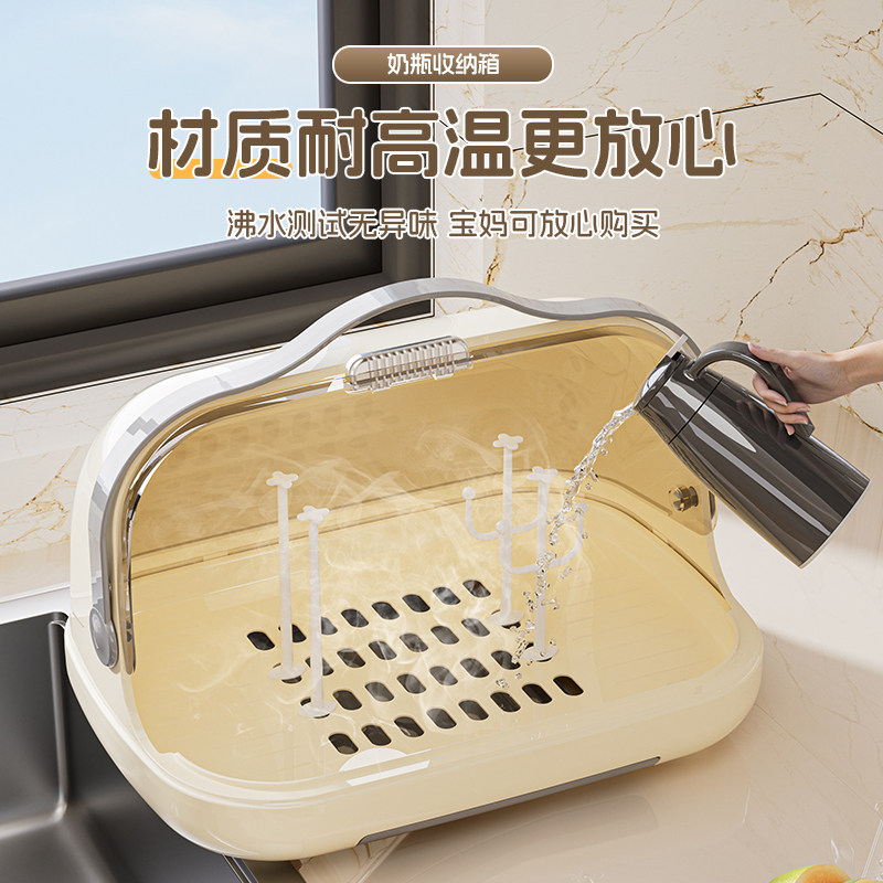放宝宝奶瓶收纳箱沥水架带盖防尘婴儿辅食收纳盒放餐具碗筷置物架,淘宝优惠券,粉丝福利购,淘宝优惠卷