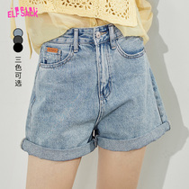 Selfie Pocket Washed Blue High Waist Denim Shorts Women 2023 Spring Summer New Straight Silo Slim Pants Slim Pants