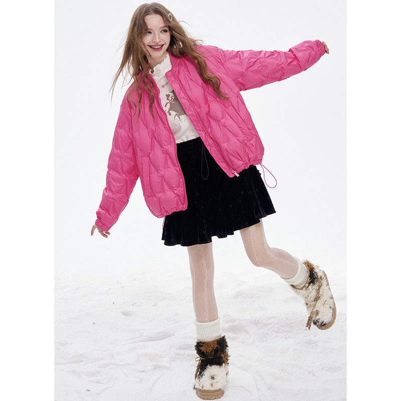 妖精的口袋廓形菱格轻薄短款羽绒服女2025冬季新款小个子保暖外套,淘宝优惠券,粉丝福利购,淘宝优惠卷