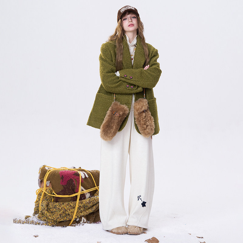 妖精的口袋复古休闲毛呢短外套女2025年冬季新款高级感百搭西装,淘宝优惠券,粉丝福利购,淘宝优惠卷