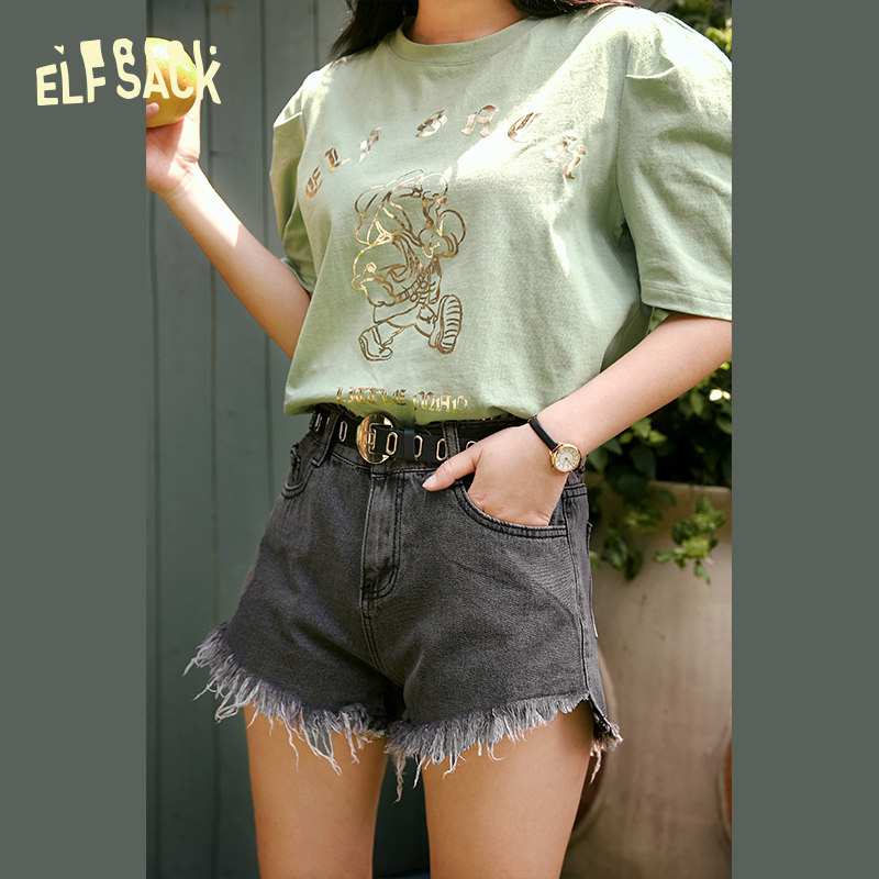 【新款】妖精的口袋破洞毛边牛仔短裤 妖精的口袋牛仔裤