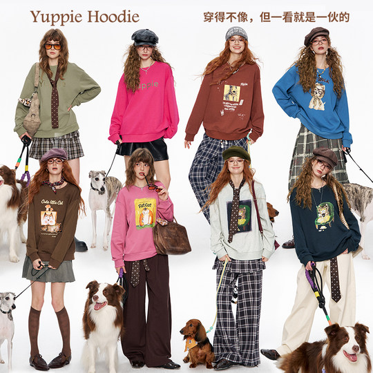 Amerikanisches Retro-Sweatshirt mit Rundhalsausschnitt und Feentasche