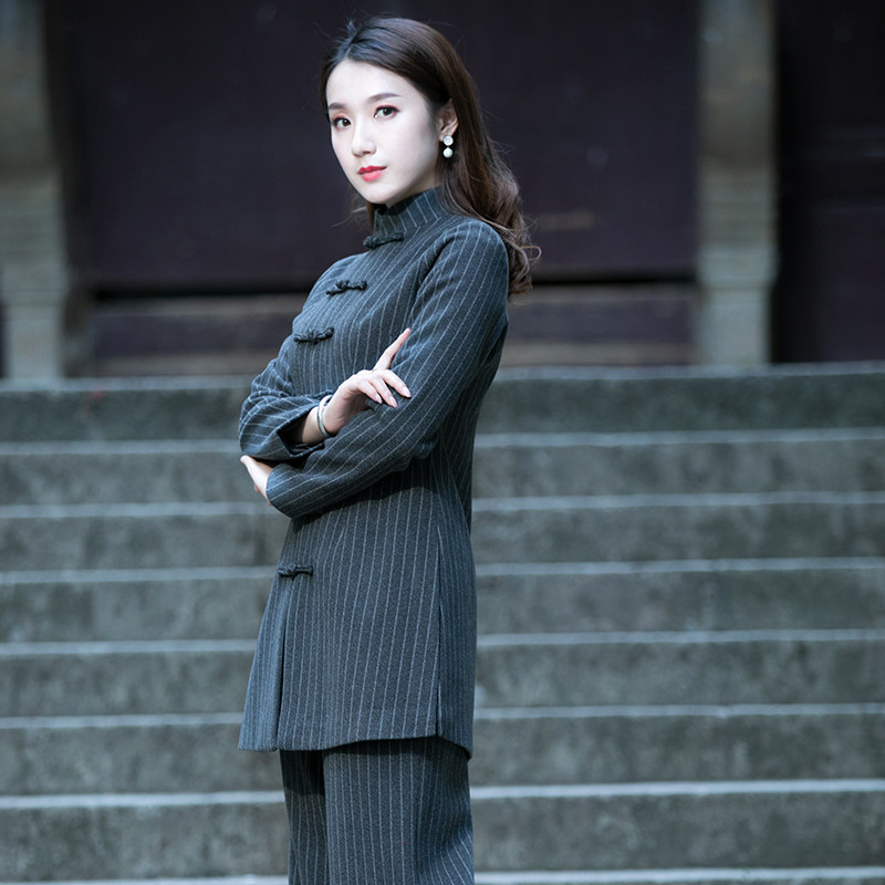 筠雅套装毛呢冬装两件套改良年轻款职业洋气时髦盘扣中式女装秋冬,淘宝优惠券,粉丝福利购,淘宝优惠卷