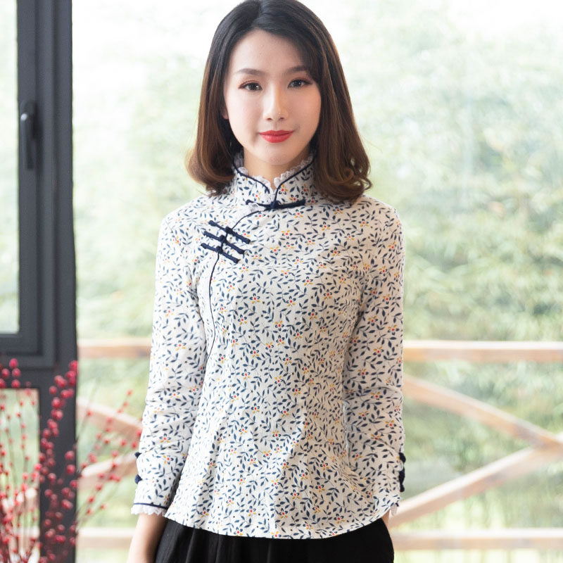 筠雅唐装女中国风盘扣茶艺服装上衣 筠雅上衣