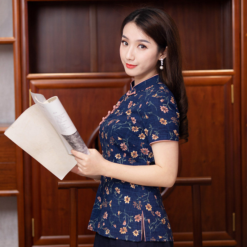 唐装女中国风上衣盘扣民族茶服旗袍 筠雅上衣