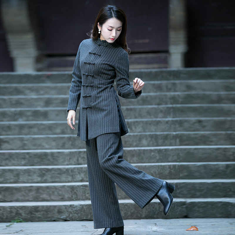 筠雅套装毛呢冬装两件套改良年轻款职业洋气时髦盘扣中式女装秋冬,淘宝优惠券,粉丝福利购,淘宝优惠卷