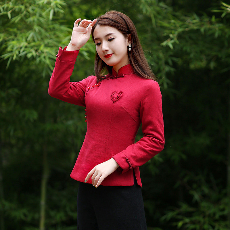 筠雅唐装女年轻中国风旗袍式棉服 筠雅上衣