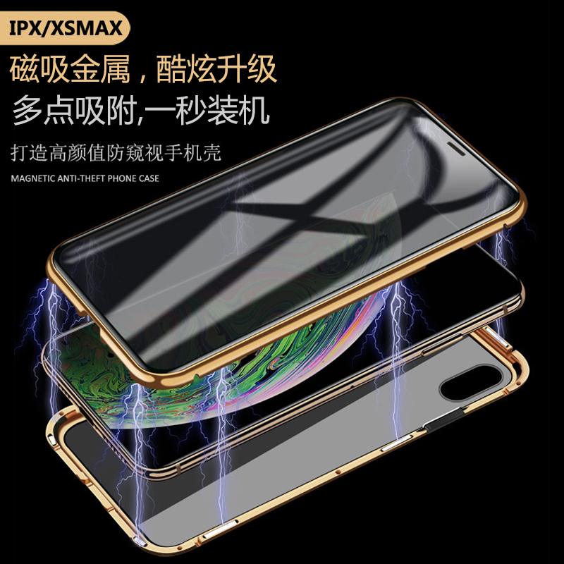 适用苹果x手机壳防偷窥xmax双面玻璃xs万磁王磁吸8p苹果xr个性7ps - 图1
