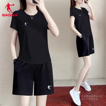 China Jordan sports suit womens 2023 summer short sleeve shorts loose running 50% pants thin and two sets of women