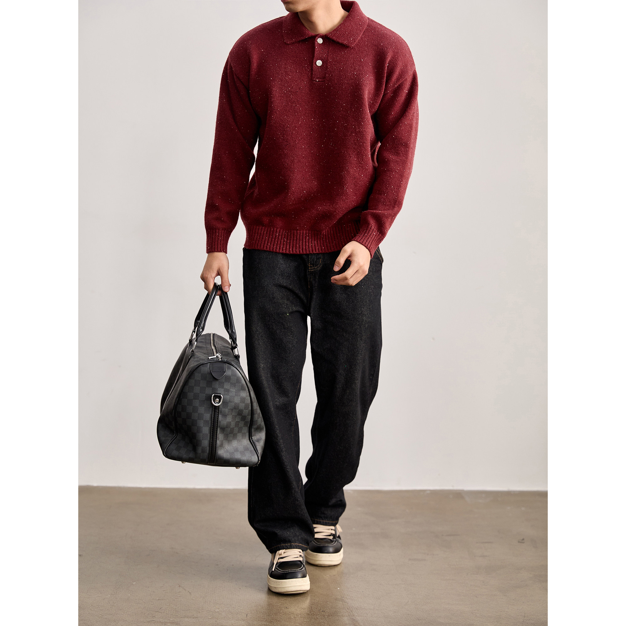 LUUD 儒雅气质炫彩北极绒针织POLO衫男秋冬彩点提花老钱翻领毛衣,淘宝优惠券,粉丝福利购,淘宝优惠卷