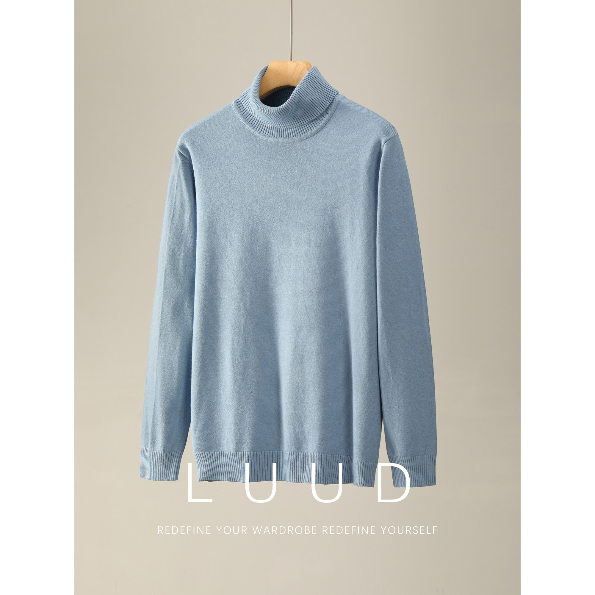 LUUD 莫兰迪色莫代尔可翻高领毛衣内搭男士修身保暖针织打底衫冬,淘宝优惠券,粉丝福利购,淘宝优惠卷