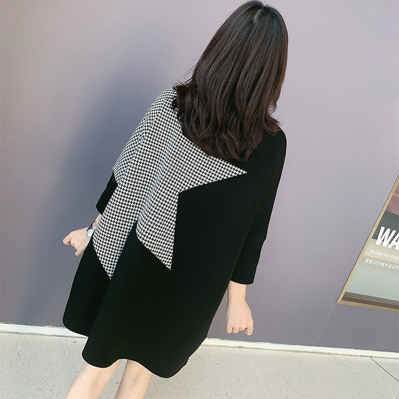 黑色宽松直筒中长款连衣裙针织裙子 bobowaltz连衣裙