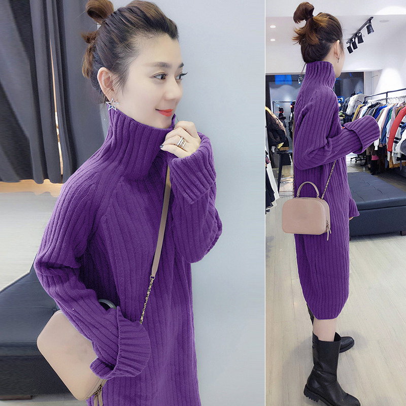 轻熟慵懒过膝小众高领针织2020毛衣 bobowaltz连衣裙