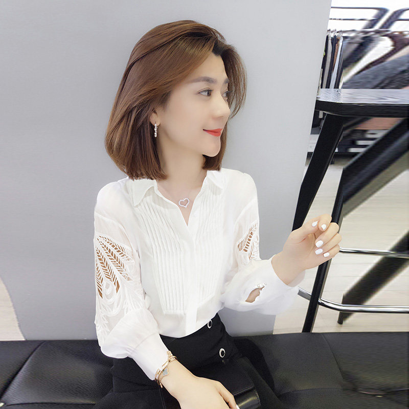 港风白色镂空收腰休闲女装2022衬衫 bobowaltz衬衫