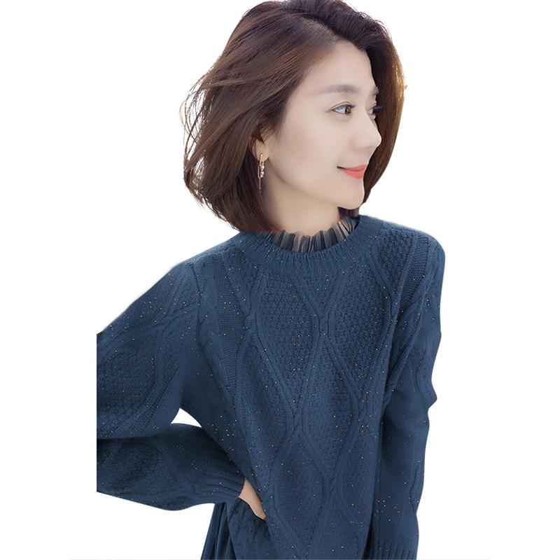 时尚网纱拼接中长打底针织女连衣裙 bobowaltz连衣裙