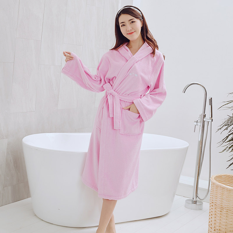 纯棉毛巾料长款吸水速干家用浴袍 英夫仕睡袍/浴袍