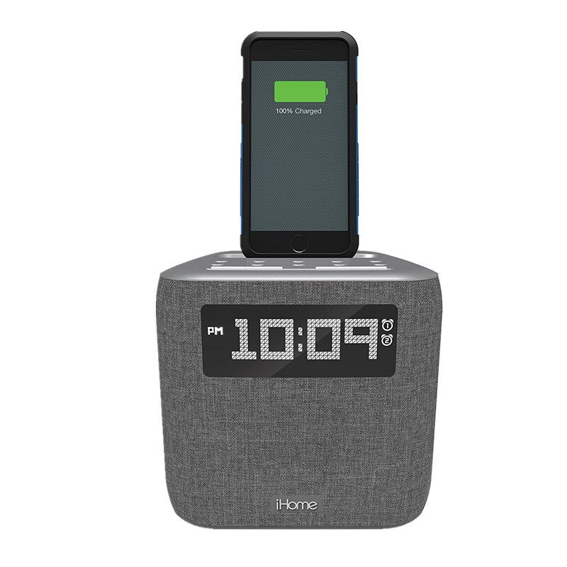 iHome iPL8XHG蓝牙音箱 双闹钟 收音机 可给苹果手机充电 居家 黑