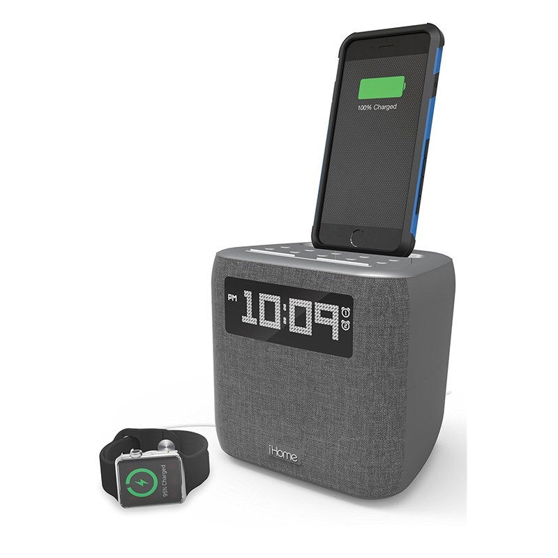 iHome iPL8XHG蓝牙音箱 双闹钟 收音机 可给苹果手机充电 居家 黑