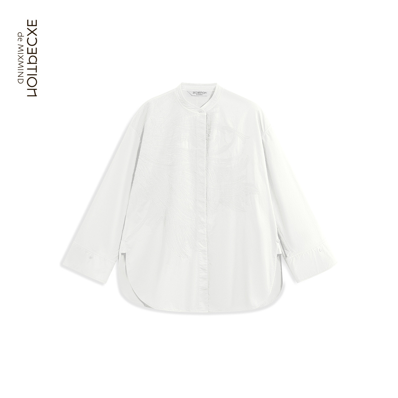 EXCEPTION例外女装2024春季新款衬衫瑾觅棉裁片绣花新中式开衫女 - 图3