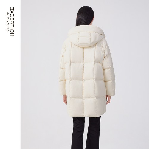 EXCEPTION例外女装秋冬款羽绒服鸭绒保暖连帽茧型宽松长款外套女 - 图1