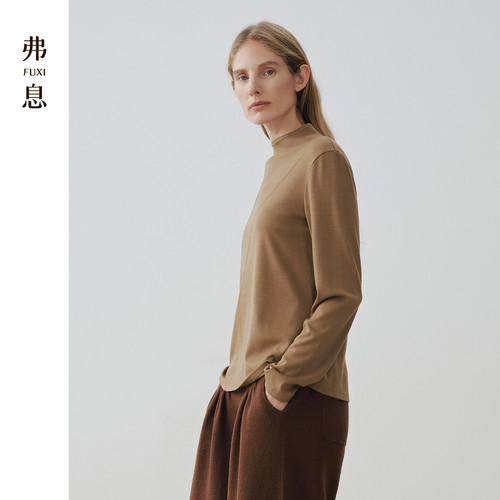 【弗息】EXCEPTION例外联名设计绵羊毛针织柔软亲肤烟囱领贴身T恤 - 图0
