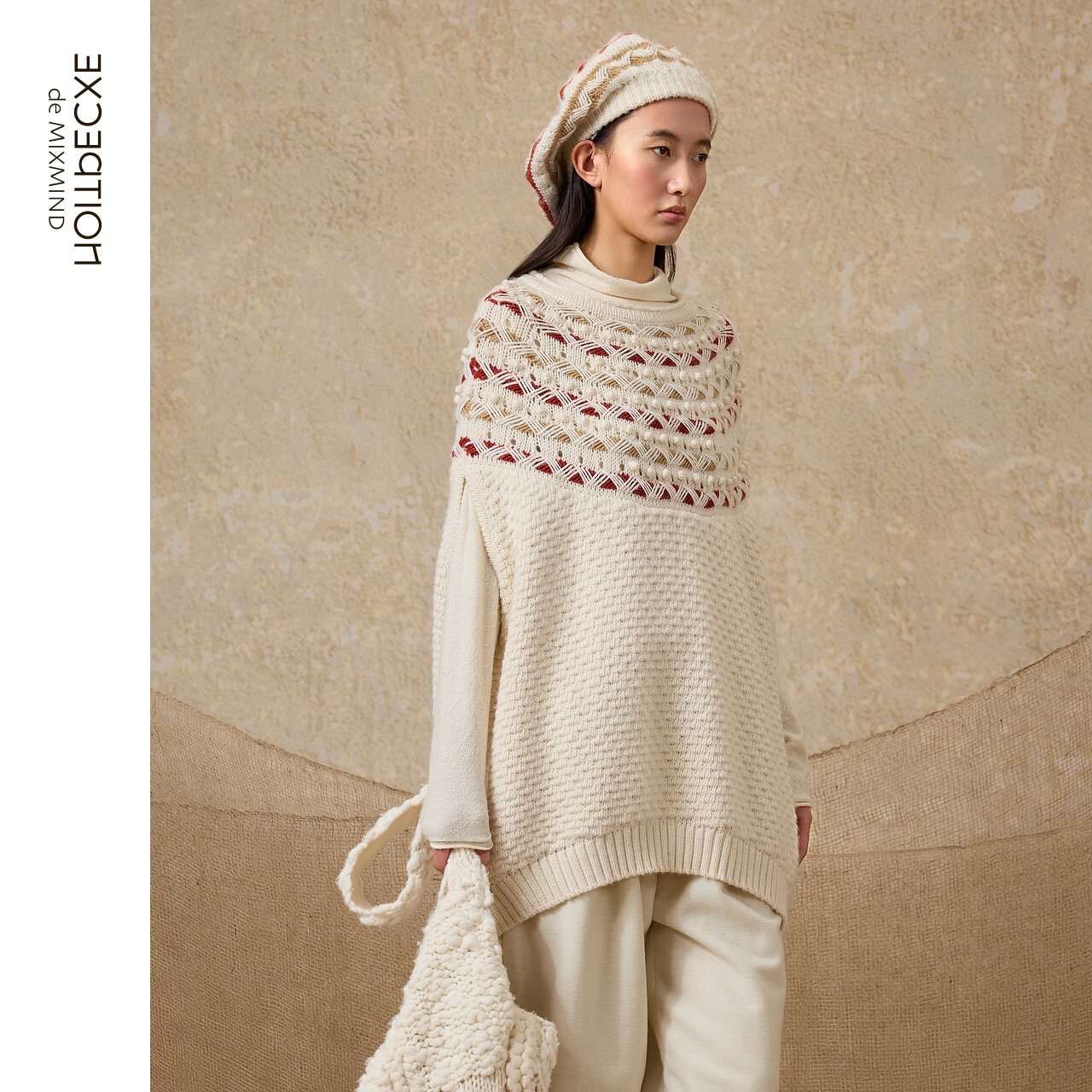 EXCEPTION例外女装羊毛针织衫上衣女秋冬内搭叠穿茧型针织套头衫 - 图0