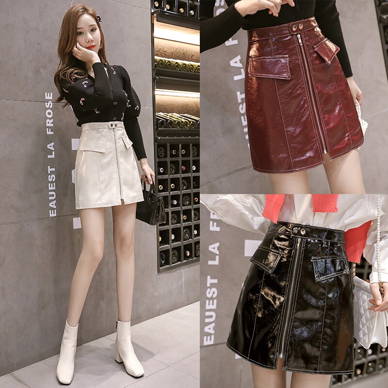 小秋冬2021新款显瘦气质pu皮半身裙 樱丝绮半身裙