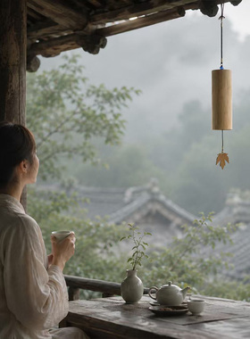 禅意竹制风铃中式庭院挂饰
