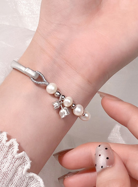 雍程新中式999银珍珠铃兰花手镯